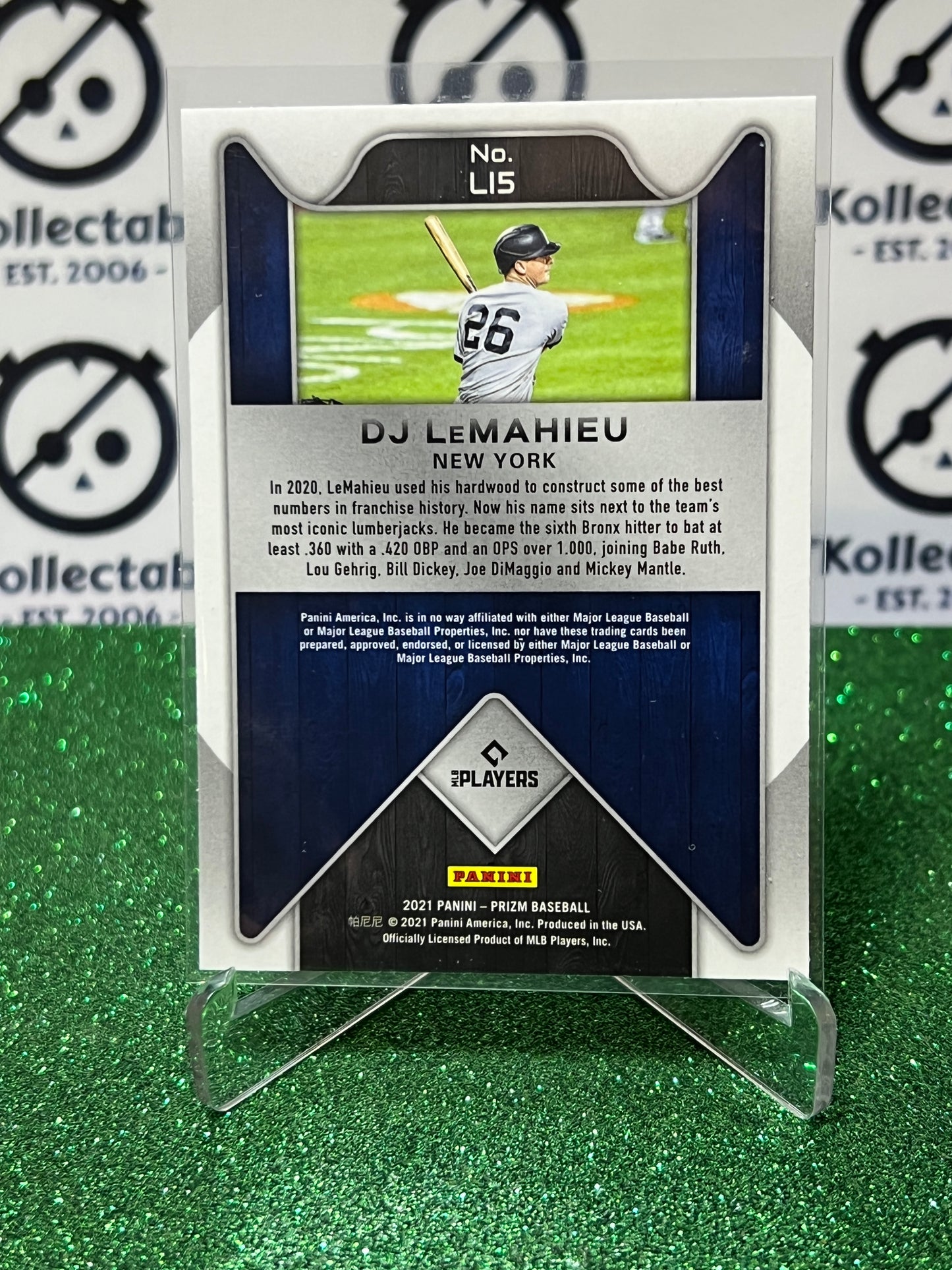 2021 PANINI PRIZM DJ LeMAHIEU # L15 LUMBER INC. NEW YORK YANKEES BASEBALL CARD