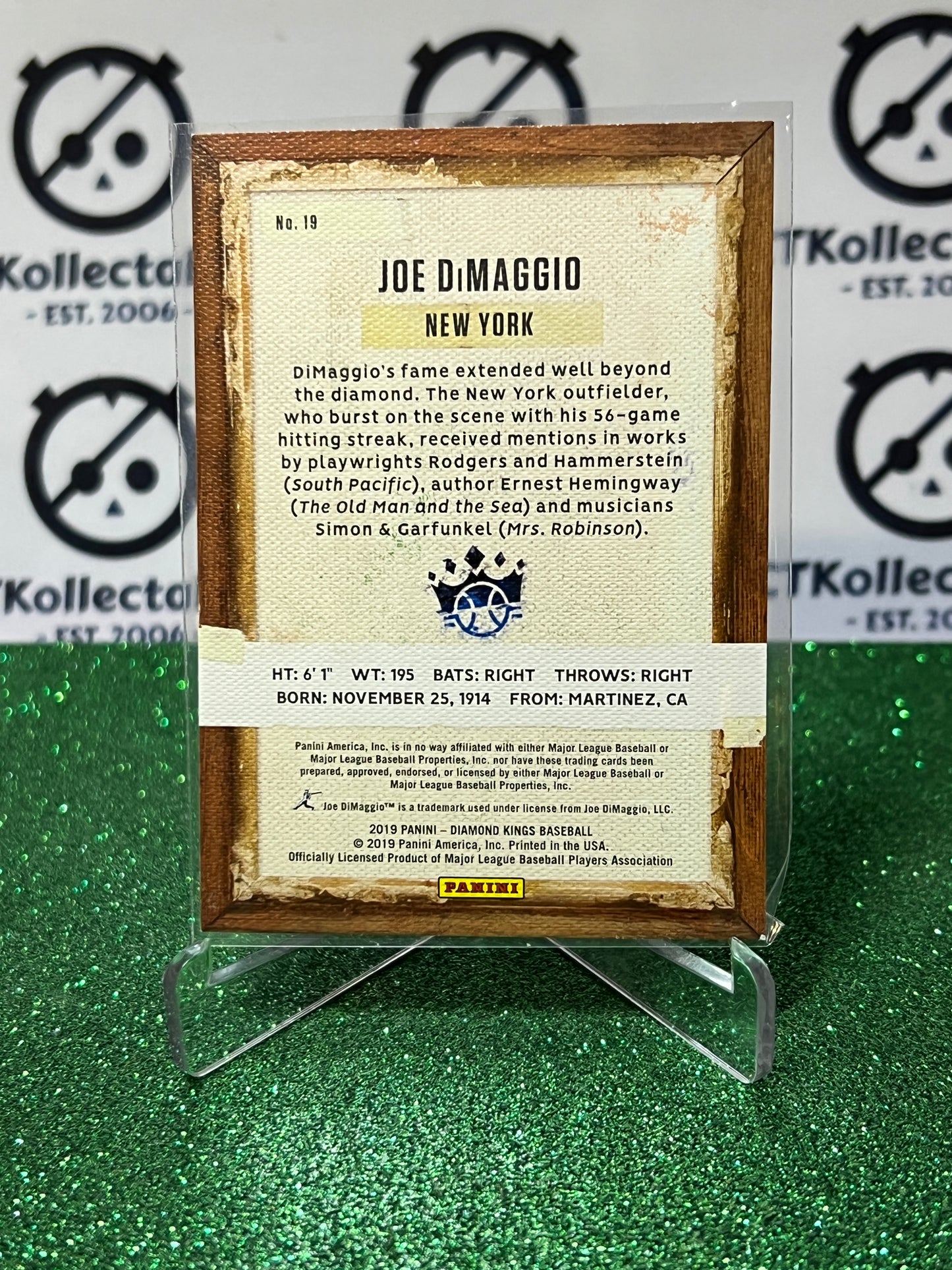 2019 PANINI DIAMOND KINGS JOE DIMAGGIO # 19 NEW YORK YANKEES BASEBALL CARD