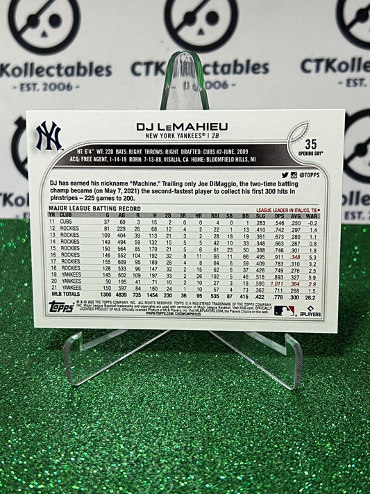 2022 TOPPS OPENING DAY DJ LEMAHIEU # 35 NEW YORK YANKEES BASEBALL CARD