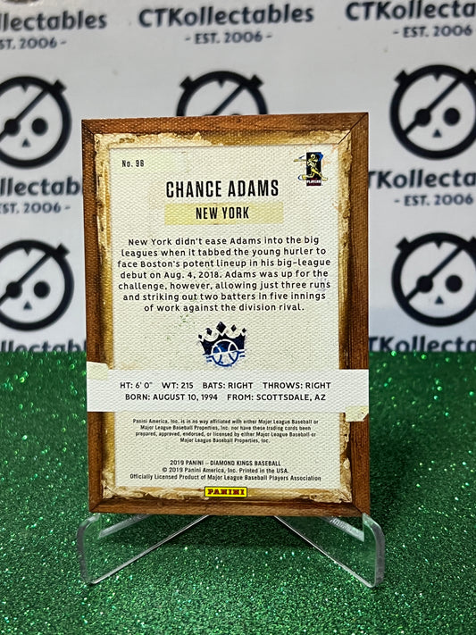 2019 PANINI DIAMOND KINGS CHANCE ADAMS # 98 ROOKIE NEW YORK YANKEES BASEBALL