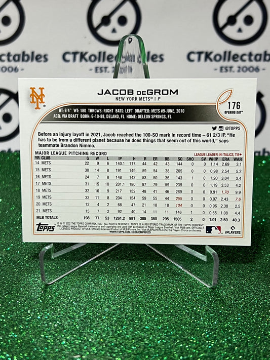 2022 TOPPS OPENING DAY JACOB DEGROM # 176 NEW YORK METS BASEBALL