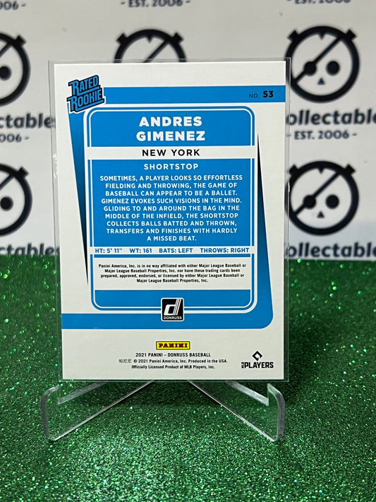 2021 PANINI DONRUSS ANDRES GIMENEZ # 53 RATED ROOKIE NEW YORK METS BASEBALL