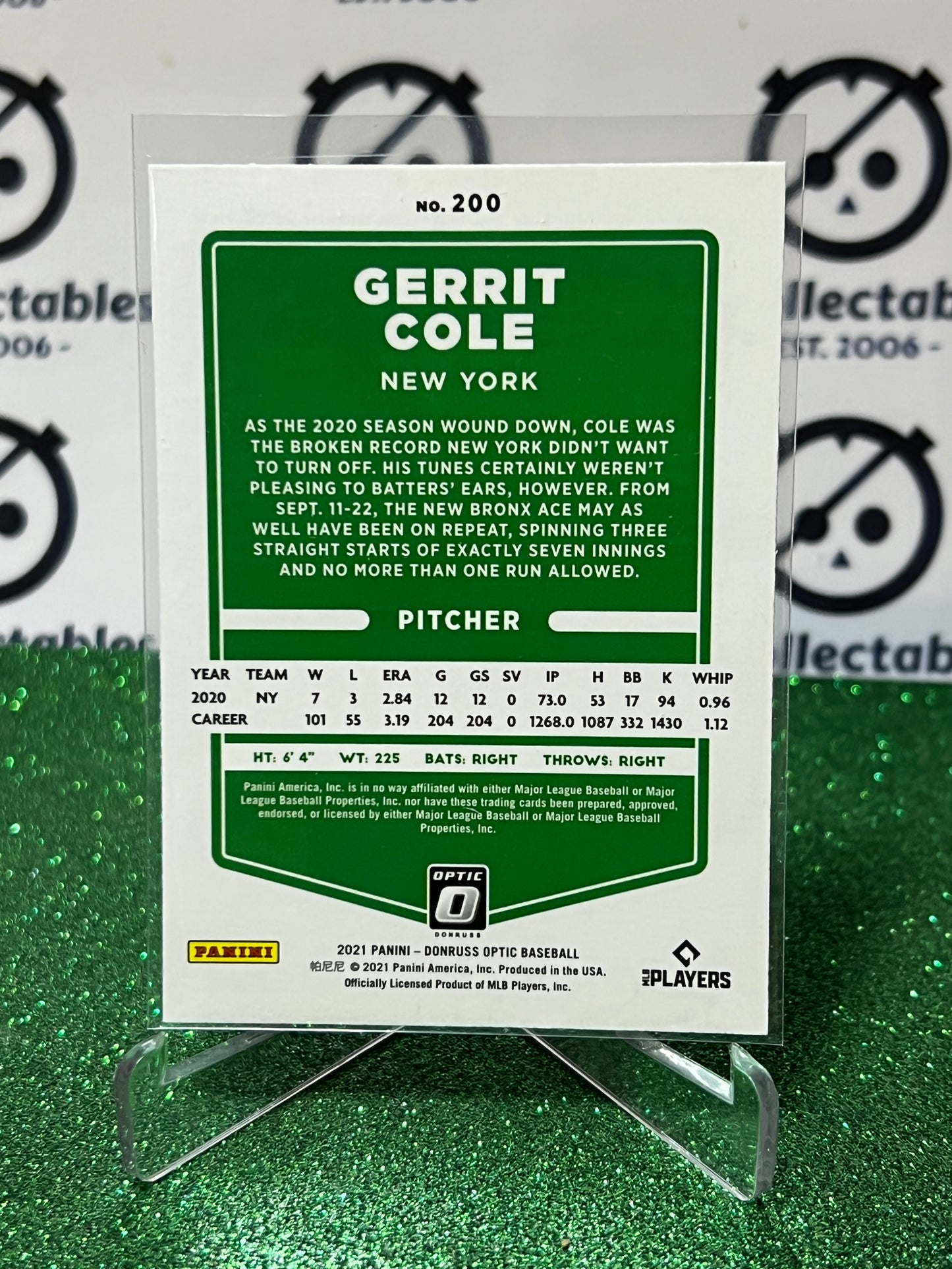 2021 PANINI DONRUSS OPTIC GERRIT COLE # 200 NEW YORK YANKEES BASEBALL