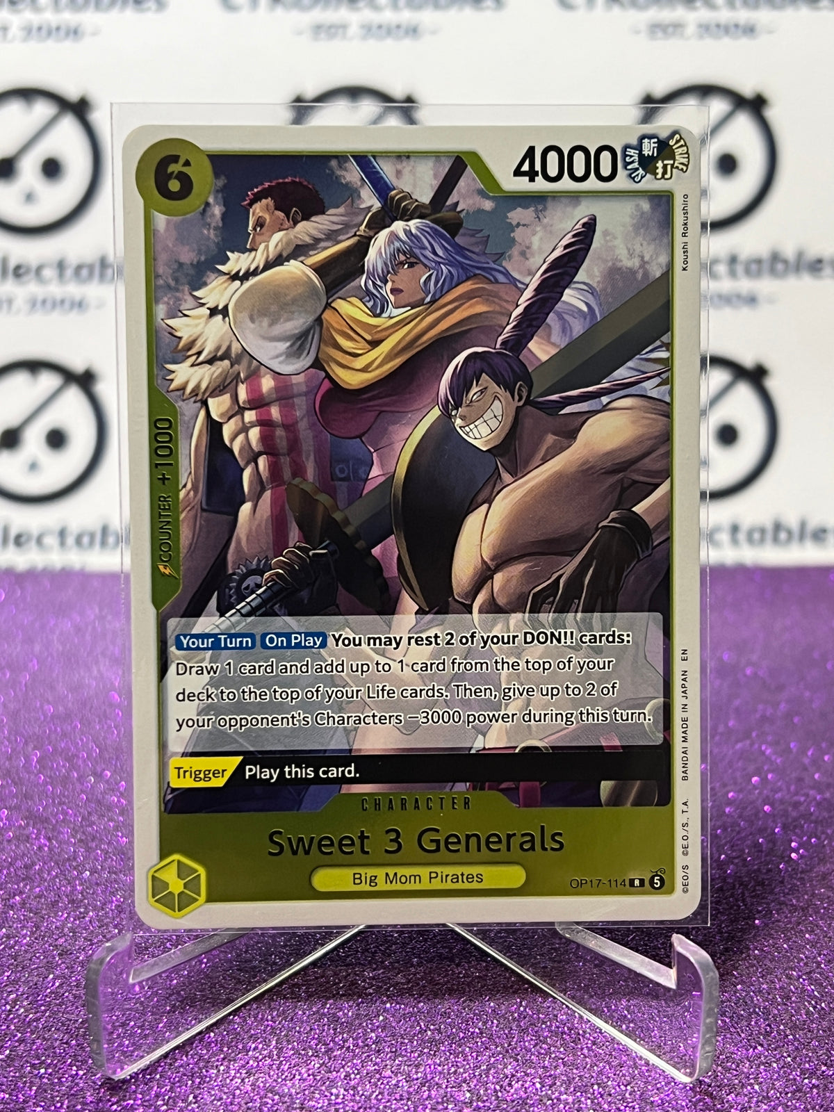 ONE PIECE THE WORLD'S STRONGEST WARRIORS SWEET 3 GENERALS # OP17-114 R FOIL ENGLISH TCG