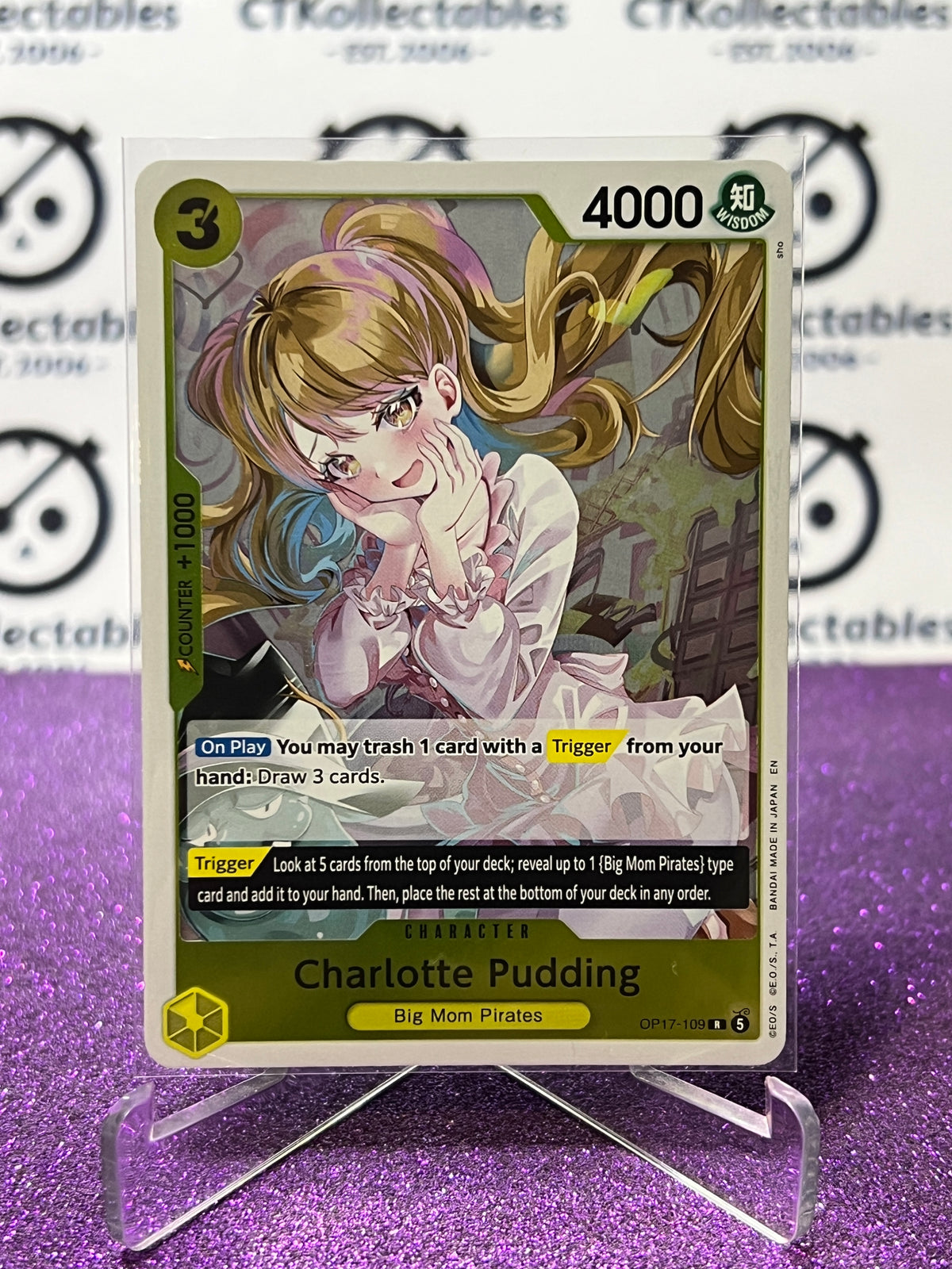 ONE PIECE THE WORLD'S STRONGEST WARRIORS CHARLOTTE PUDDING # OP17-109 R FOIL ENGLISH TCG