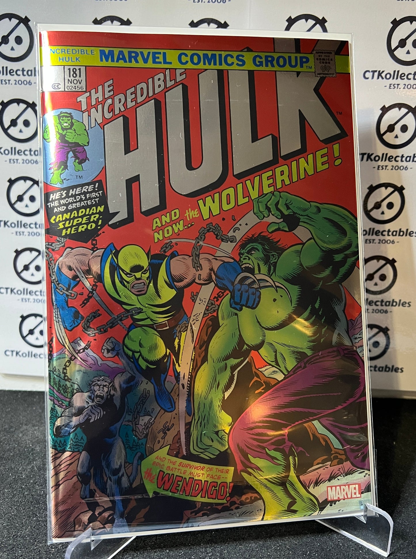 THE INCREDIBLE HULK # 181 FOIL VARIANT FACSIMILE REPRINT EDITION 1ST WOLVERINE MARVEL COMIC BOOK 2023