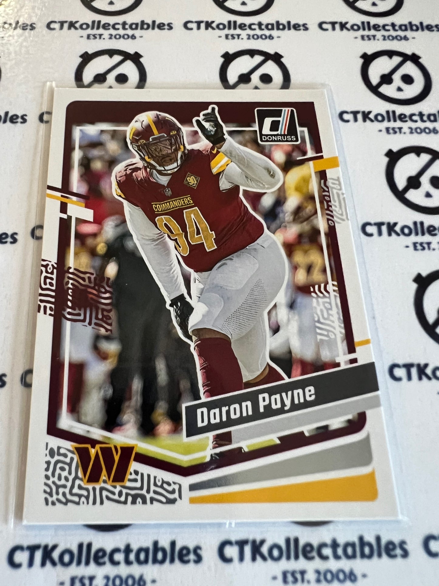 2023 NFL Panini Donruss Base #295 Daron Payne Commanders