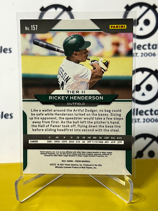 2021 PANINI PRIZM RICKEY HENDERSON # 157 OAKLAND ATHLETICS BASEBALL CARD