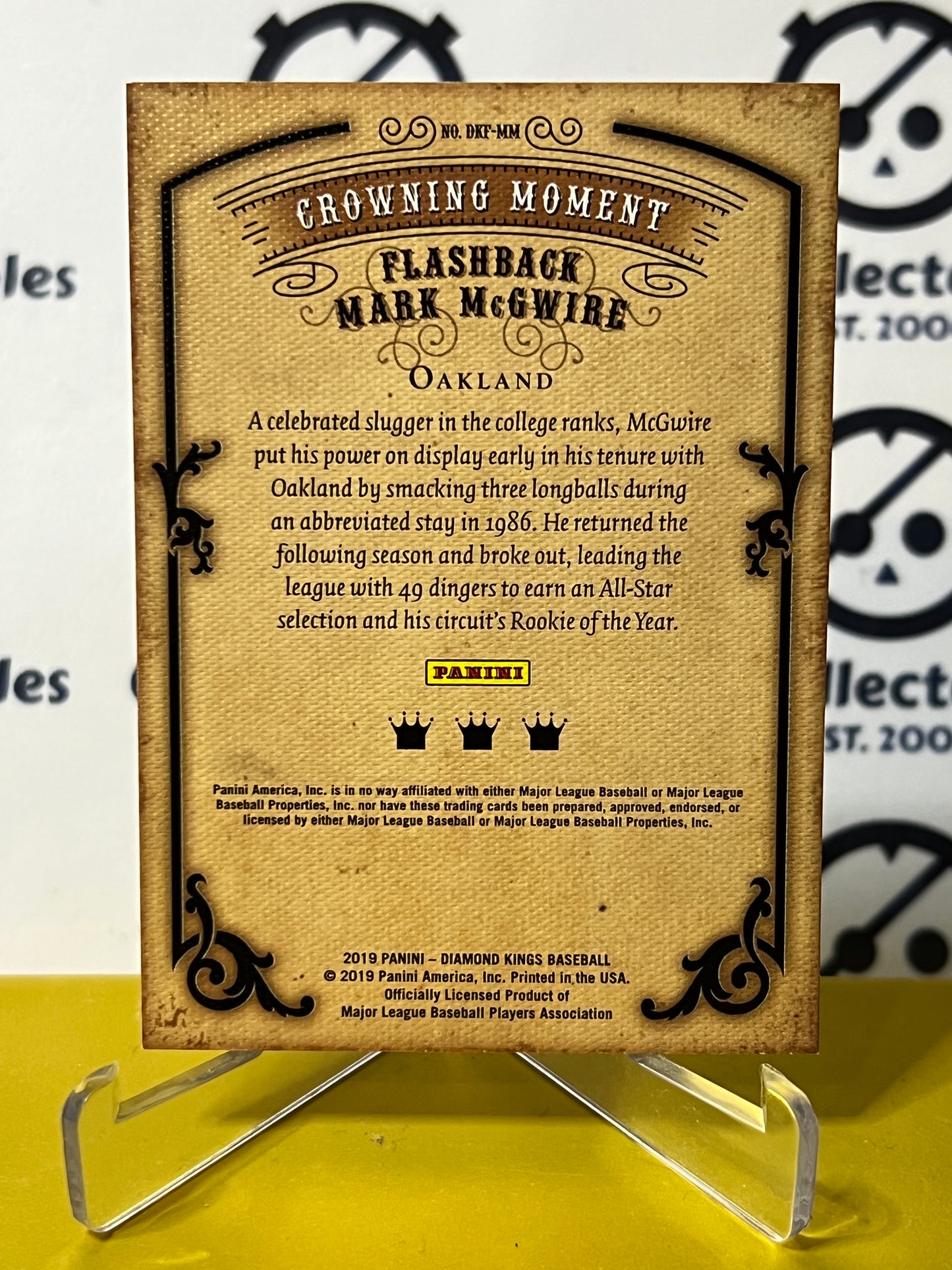 2019 PANINI DIAMOND KINGS MARK McGWIRE # DKF-MM FLASHBACK OAKLAND ATHLETICS BASEBALL CARD