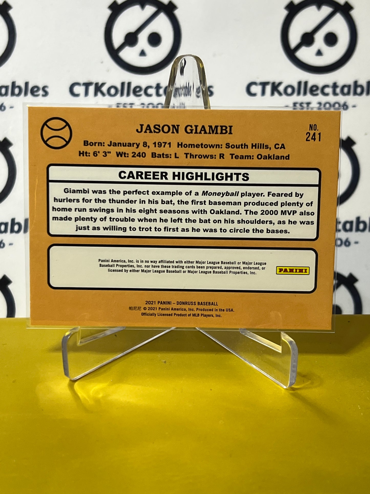 2021 PANINI DONRUSS JASON GIAMBI # 241 RETRO OAKLAND ATHLETICS BASEBALL CARD