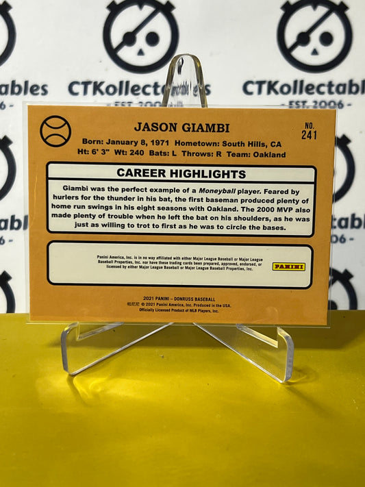 2021 PANINI DONRUSS JASON GIAMBI # 241 RETRO OAKLAND ATHLETICS BASEBALL CARD