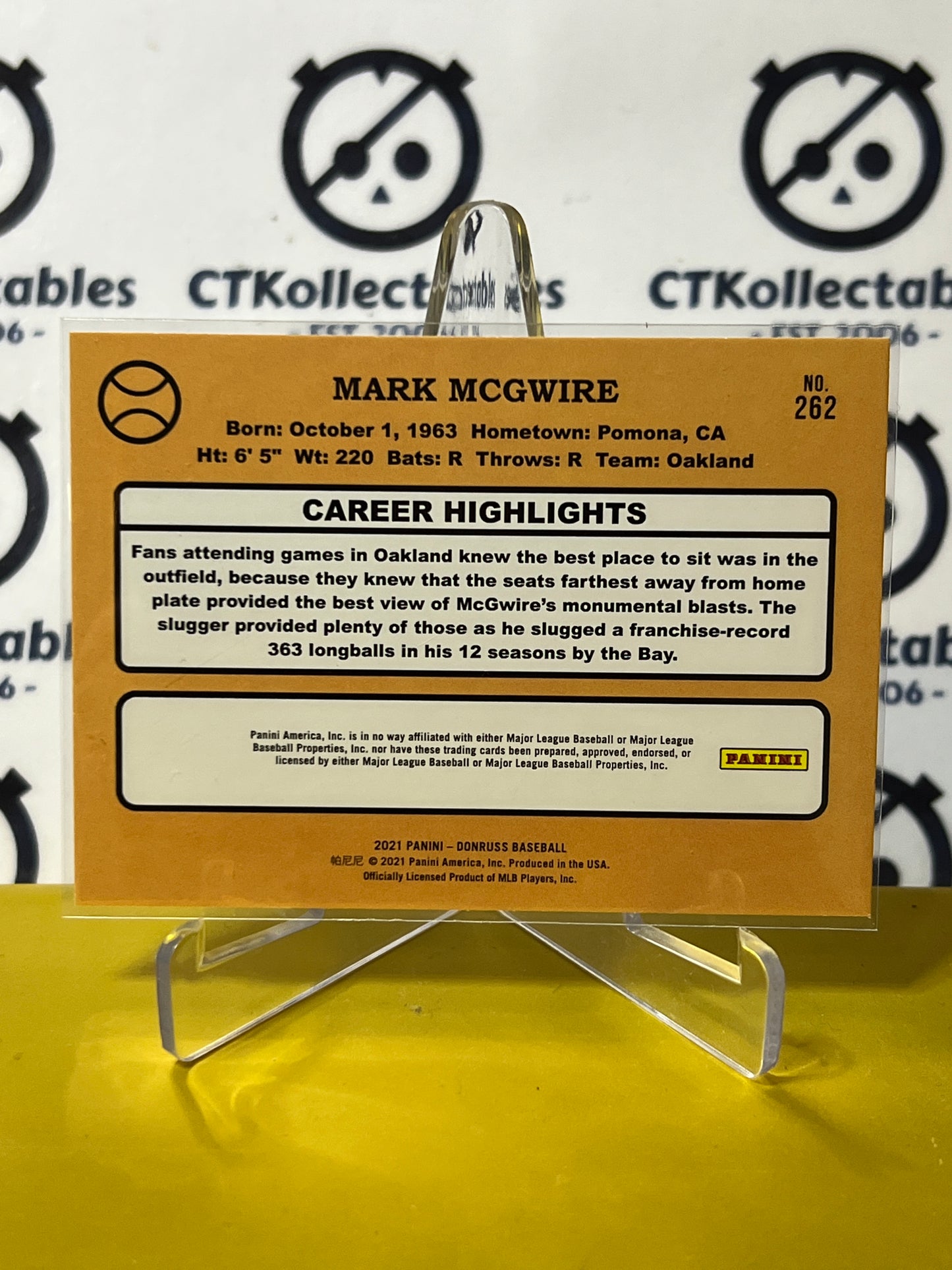 2021 PANINI DONRUSS MARK MCGWIRE # 262 RETRO OAKLAND ATHLETICS BASEBALL CARD