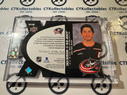 2023-24 Clear Cut Hockey Zach Werenski SPX Vintage Blue Auto SVV-ZW Blue Jackets