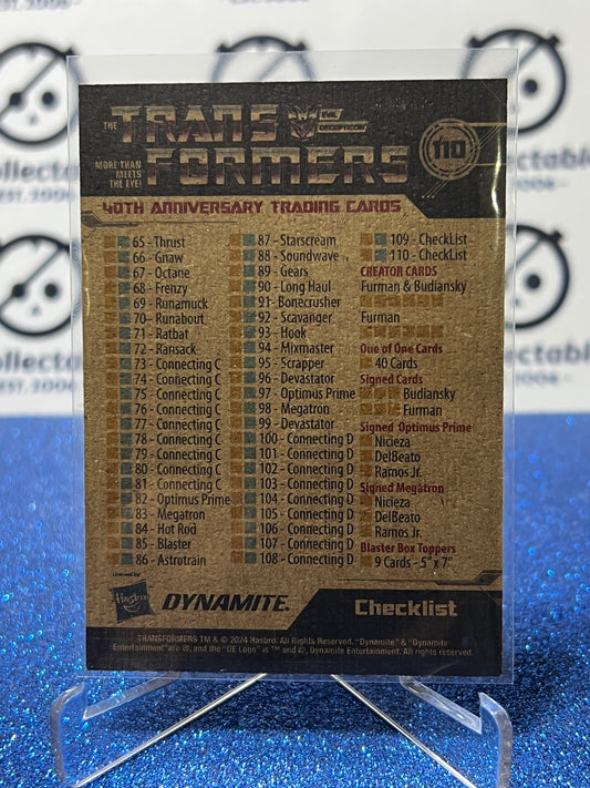 2024 TRANSFORMERS 40th ANNIVERSARY CHECKLIST # 110 NON-FOIL TRADING CARD