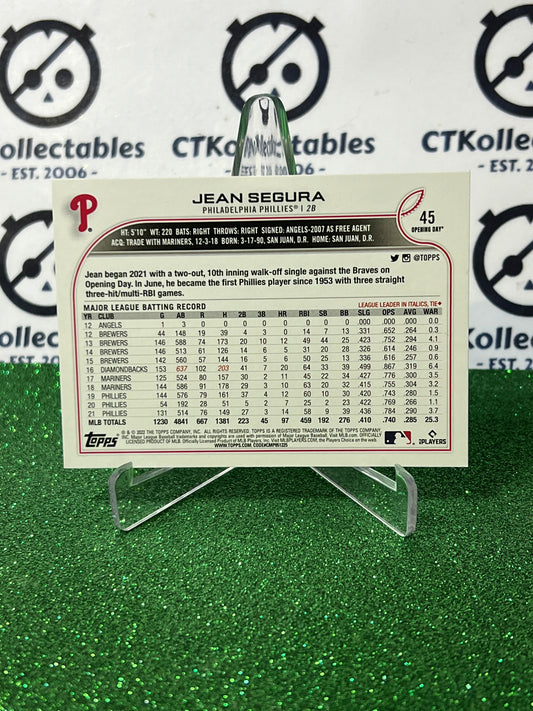 2022 TOPPS OPENING DAY JEAN SEGURA # 45 PHILADELPHIA PHILLIES BASEBALL CARD