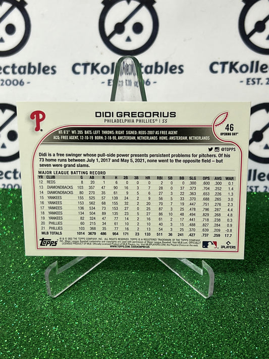 2022 TOPPS OPENING DAY DIDI GREGORIUS # 46 PHILADELPHIA PHILLIES BASEBALL CARD