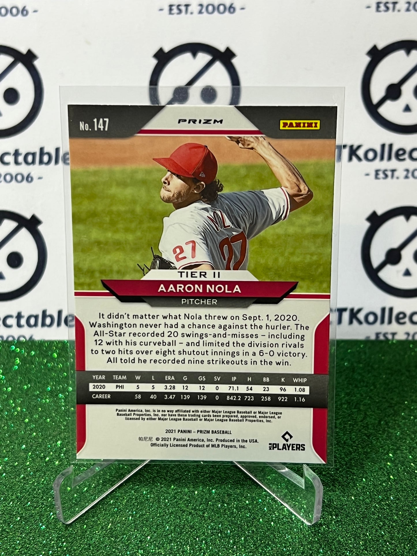 2021 PANINI PRIZM AARON NOLA # 147 WHITE PRIZM PHILADELPHIA PHILLIES BASEBALL CARD