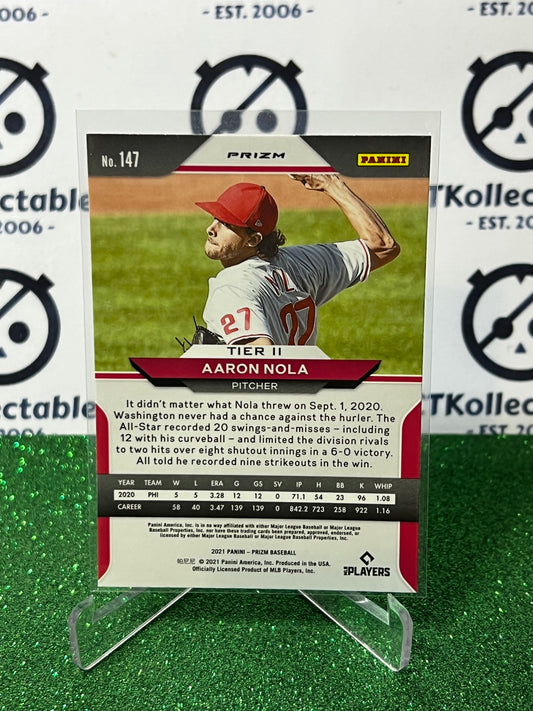 2021 PANINI PRIZM AARON NOLA # 147 WHITE PRIZM PHILADELPHIA PHILLIES BASEBALL CARD