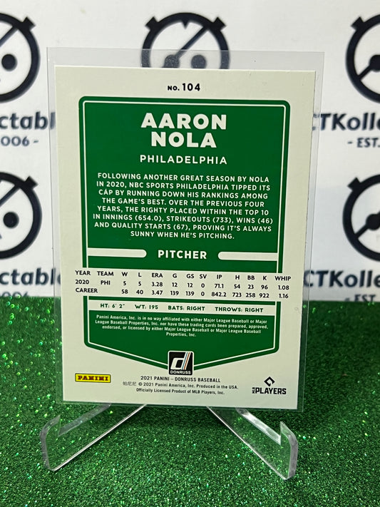 2021 PANINI DONRUSS AARON NOLA # 104 BLUE FOIL PHILADELPHIA PHILLIES BASEBALL CARD