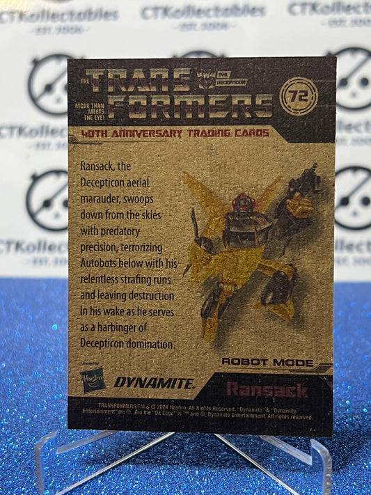 2024 TRANSFORMERS 40th ANNIVERSARY RANSACK # 72 NON-FOIL NON-GLOSS TRADING CARD