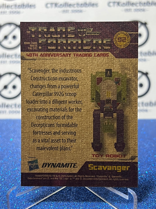 2024 TRANSFORMERS 40th ANNIVERSARY SCAVANGER # 92 NON-FOIL NON-GLOSS TRADING CARD