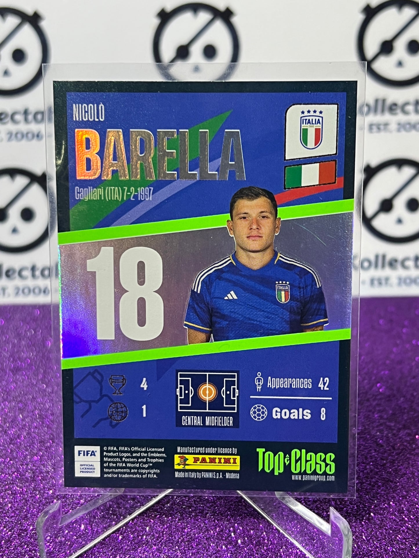 2023 PANINI TOP CLASS BARELLA # 186 WINNER ITALY FOOTBALL SOCCER CARD