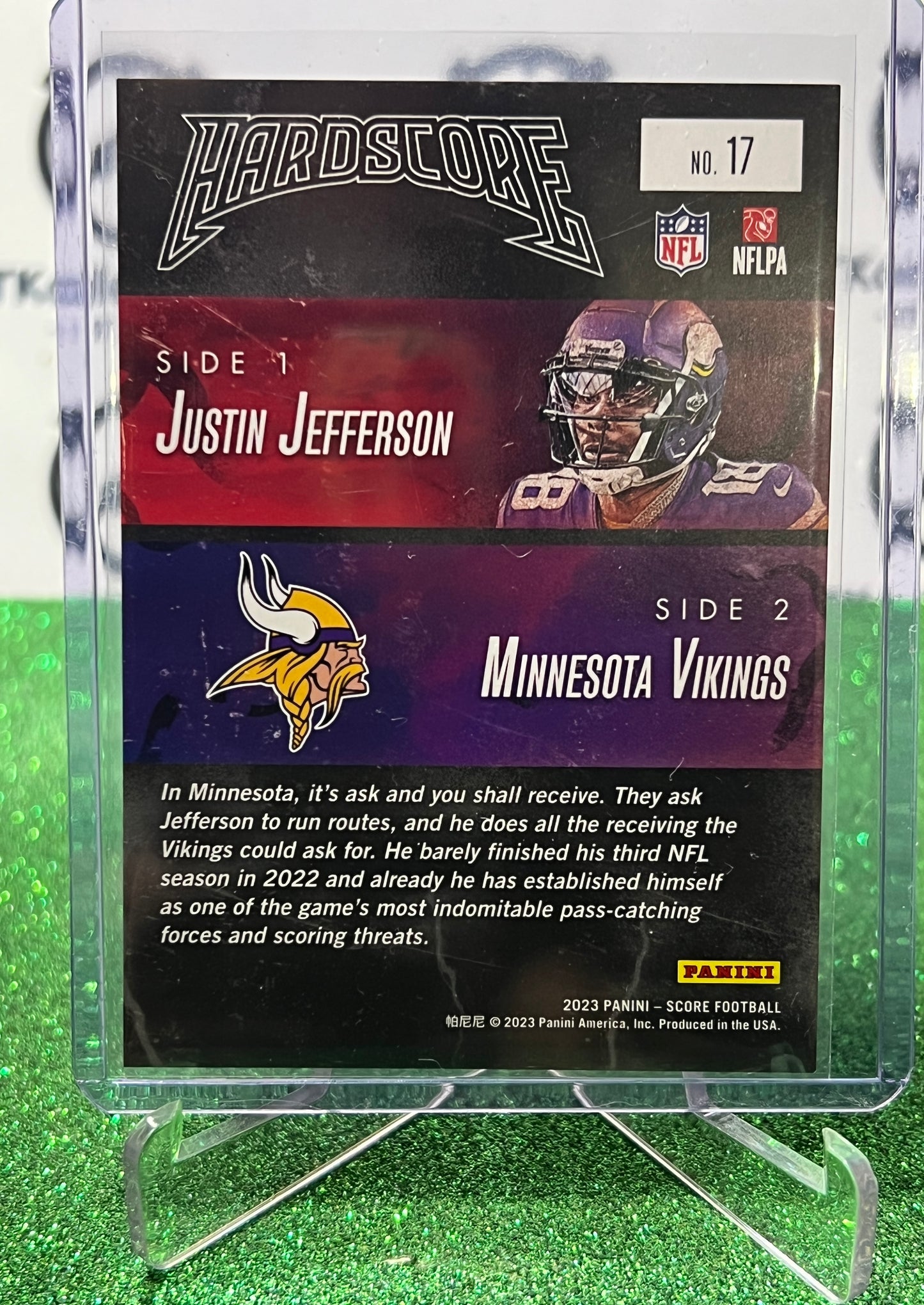 2023 PANINI SCORE JUSTIN JEFFERSON # 17 HARDSCORE NFL MINNESOTA VIKINGS CARD