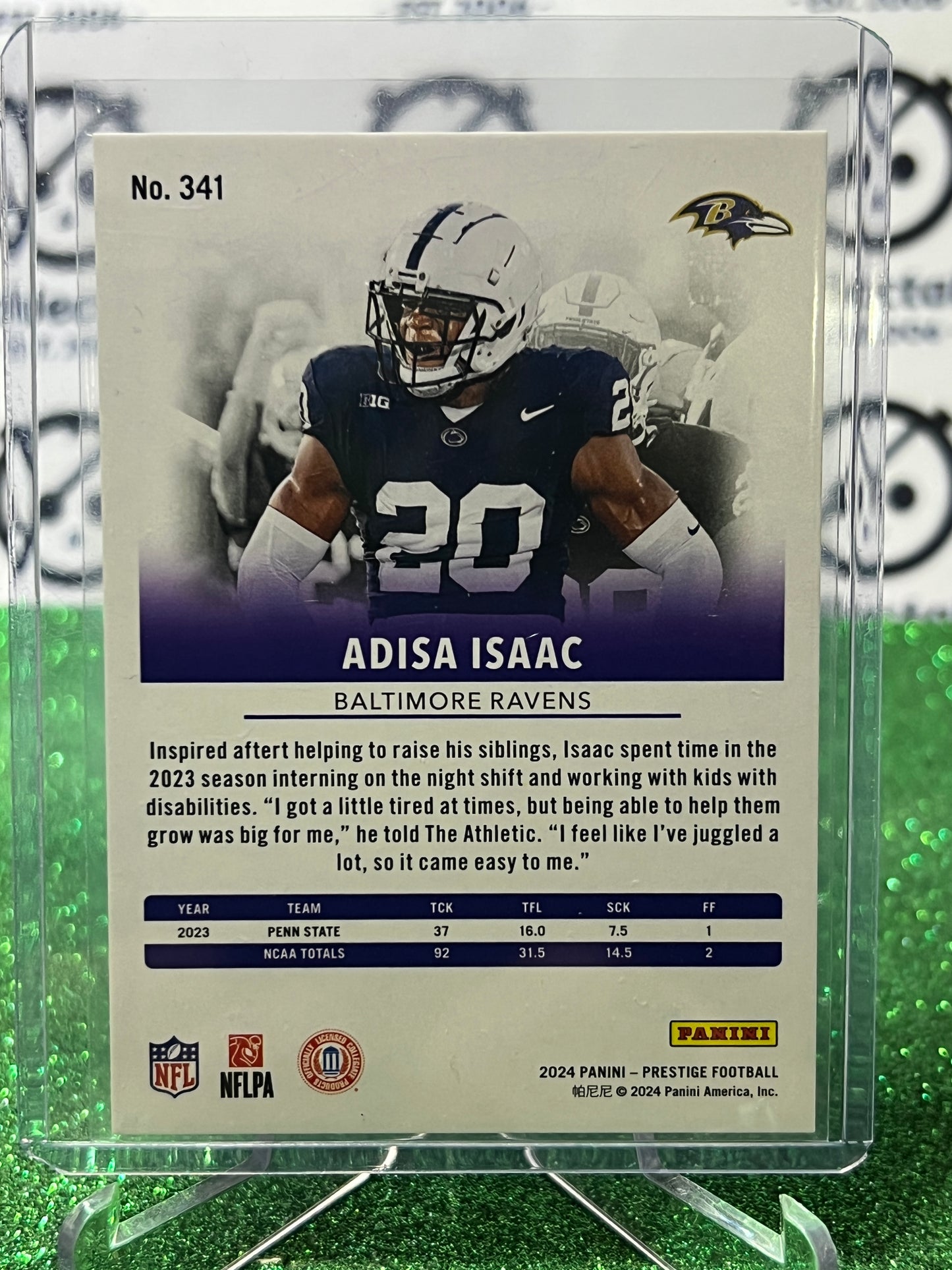 2024 PANINI PRESTIGE ADISA ISAAC # 341 RC PURPLE /99 NFL BALTIMORE RAVENS GRIDIRON CARD