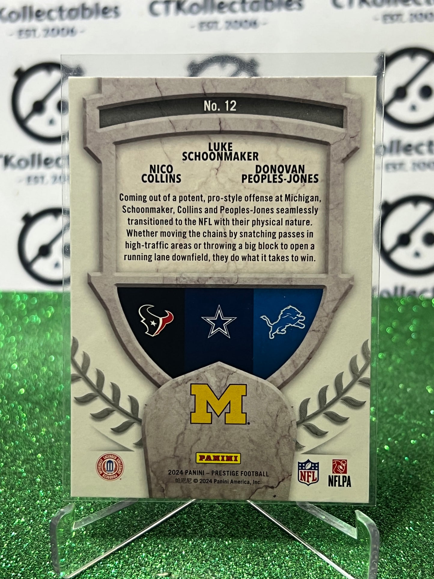 2024 PANINI PRESTIGE ALMA MATERS # 12 COLLINS/SCHOONMAKER/PEOPLES-JONES NFL GRIDIRON CARD