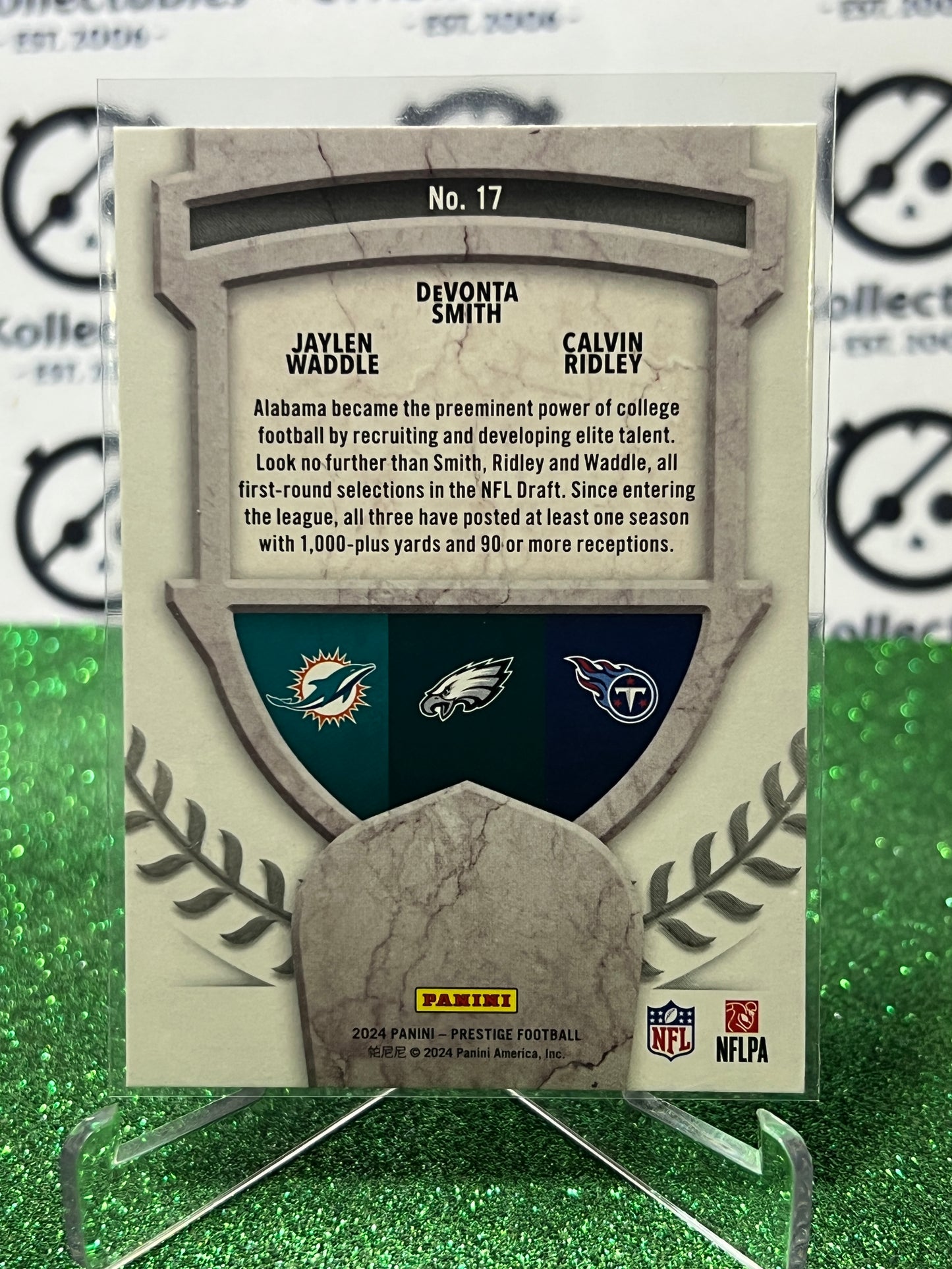 2024 PANINI PRESTIGE ALMA MATERS # 17 WADDLE/SMITH/RIDLEY NFL GRIDIRON CARD