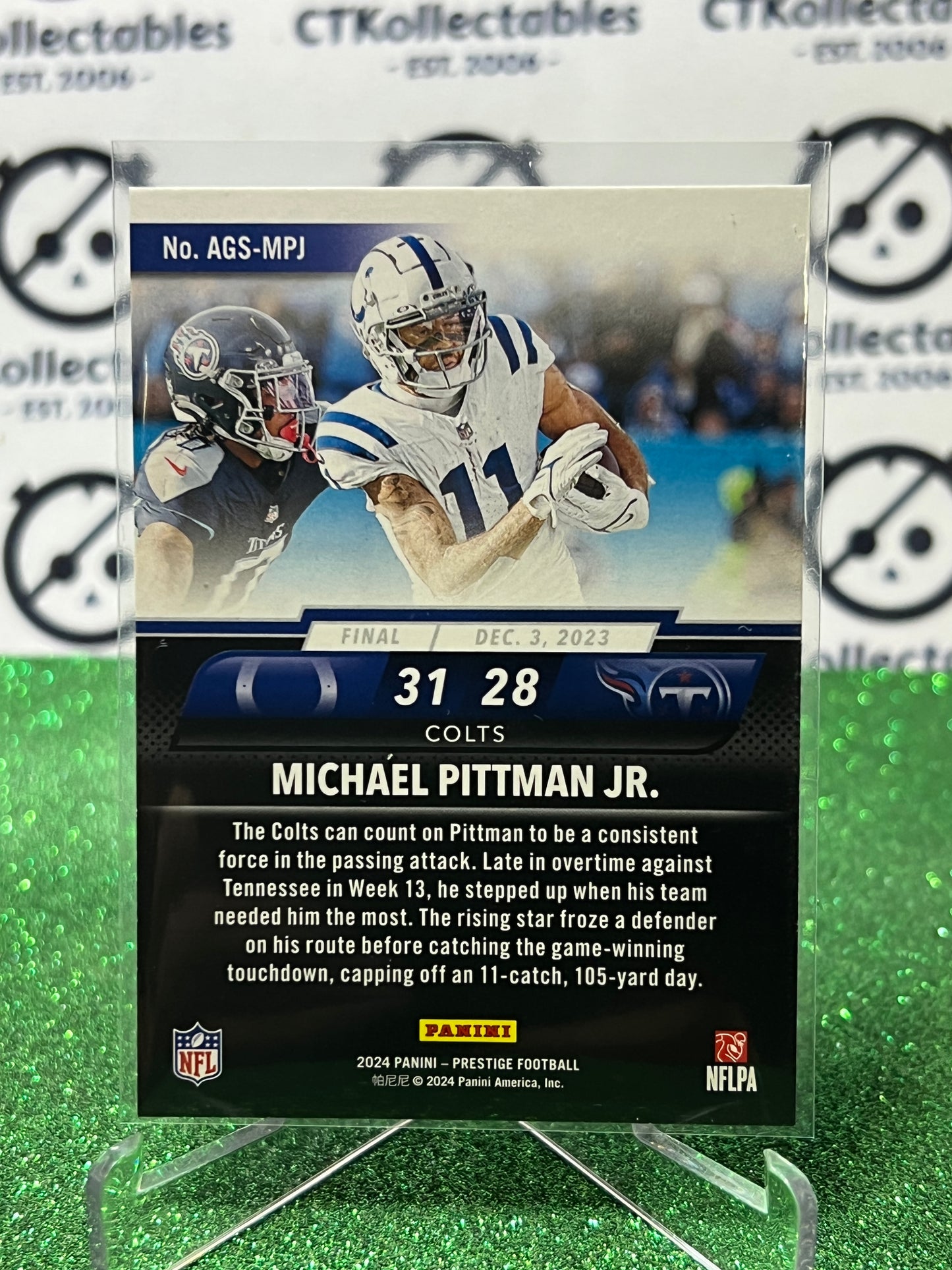 2024 PANINI PRESTIGE MICHAEL PITTMAN JR. # AGS-MPJ NFL COLTS GRIDIRON CARD