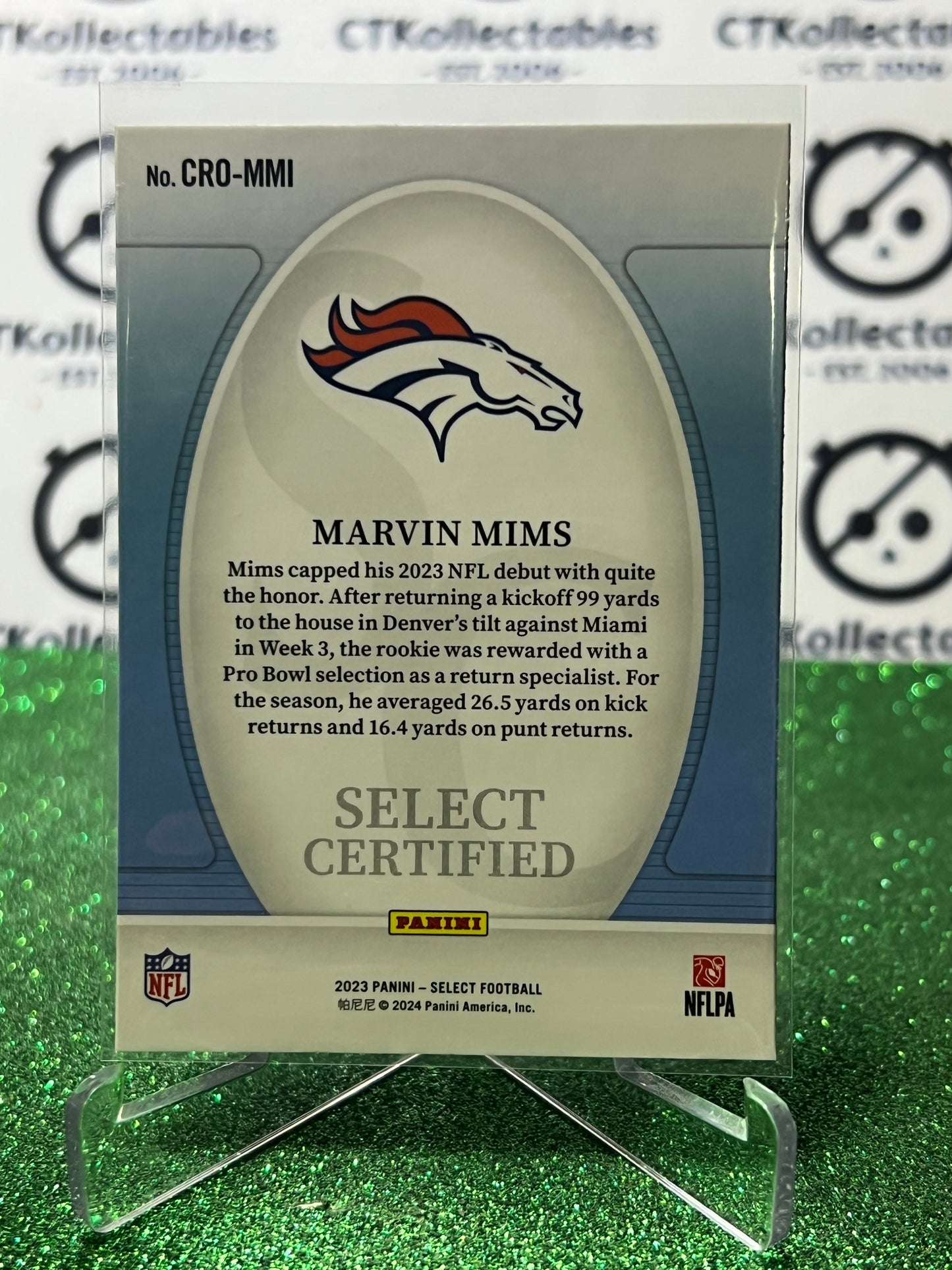 2023 PANINI SELECT MARVIN MIMS # CRO-MMI RC CERTIFIED NFL BRONCOS CARD