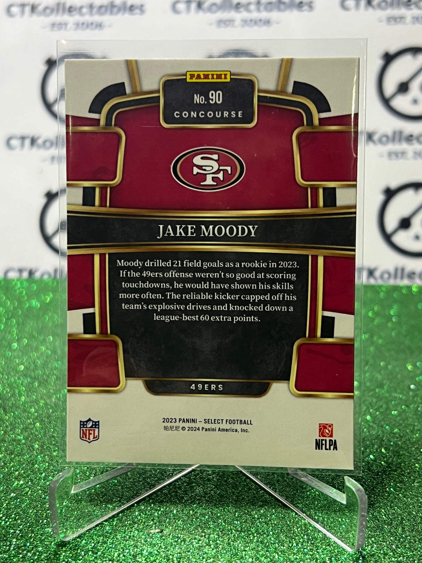 2023 PANINI SELECT JAKE MOODY # 90 RC NFL SAN FRANCISCO 49ERS CARD