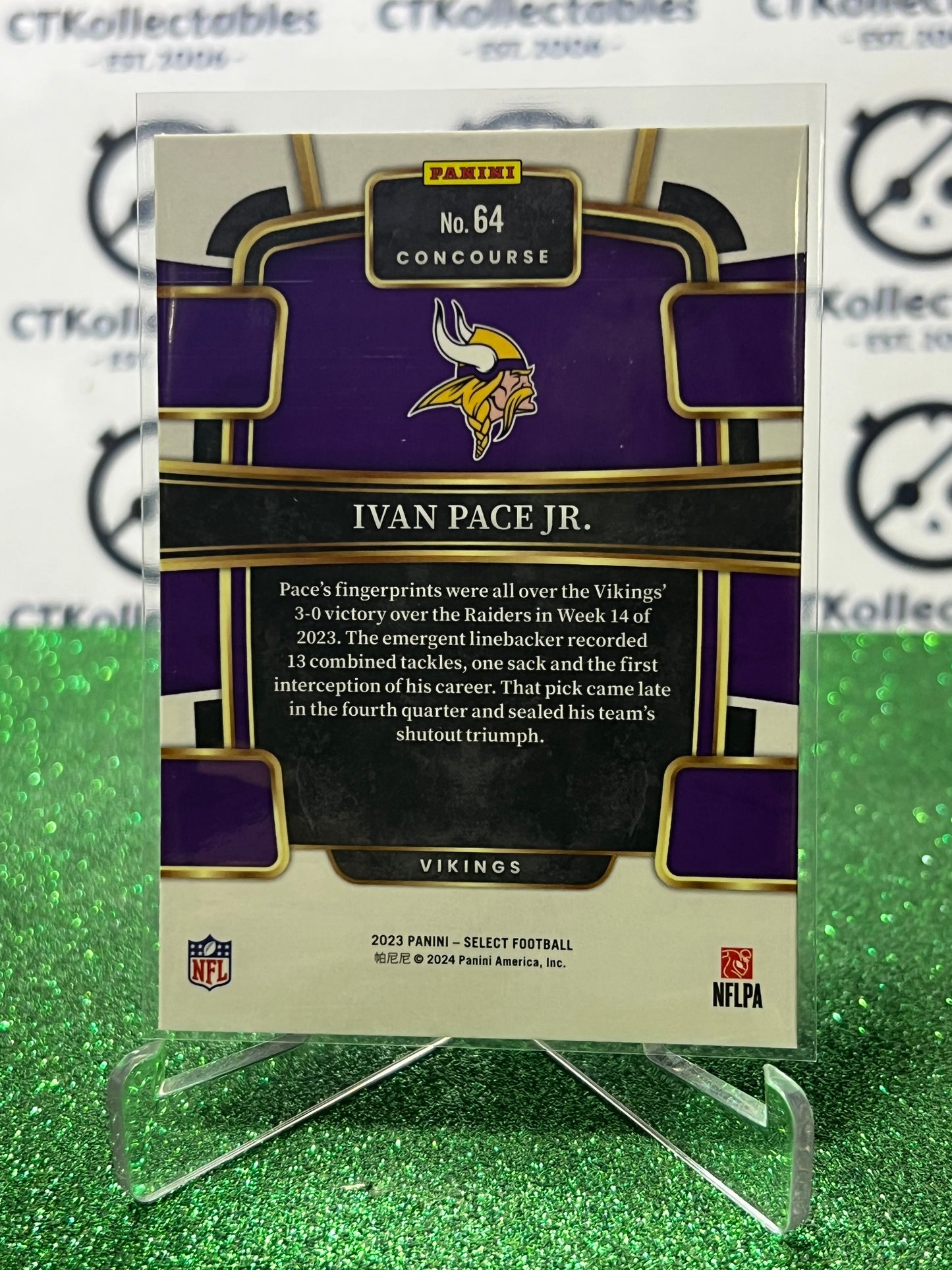 2023 PANINI SELECT IVAN PACE JR. # 64 RC NFL MINNESOTA VIKINGS CARD