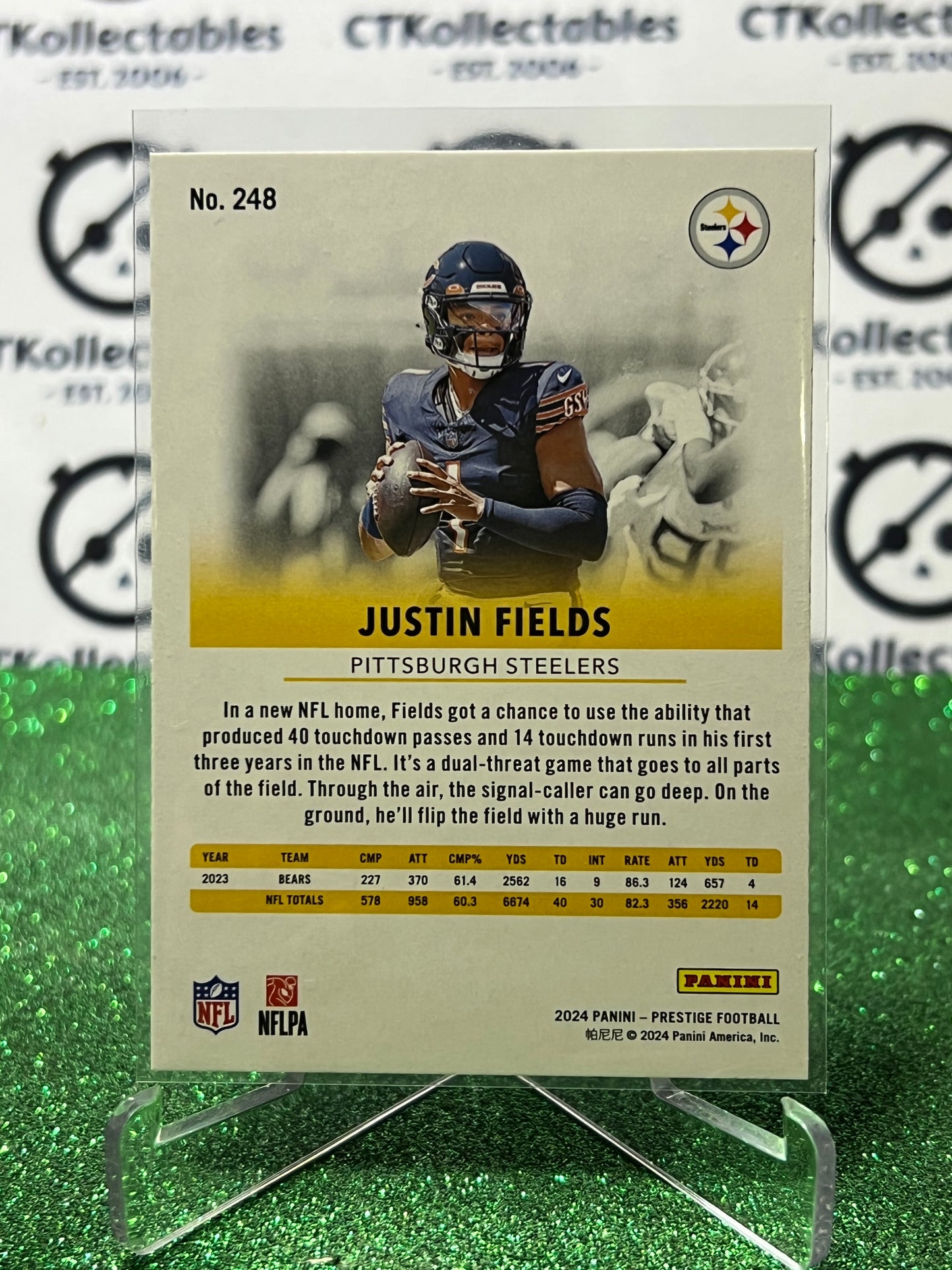 2024 PANINI PRESTIGE JUSTIN FIELDS # 248 GALAXY NFL PITTSBURGH STEELERS GRIDIRON CARD