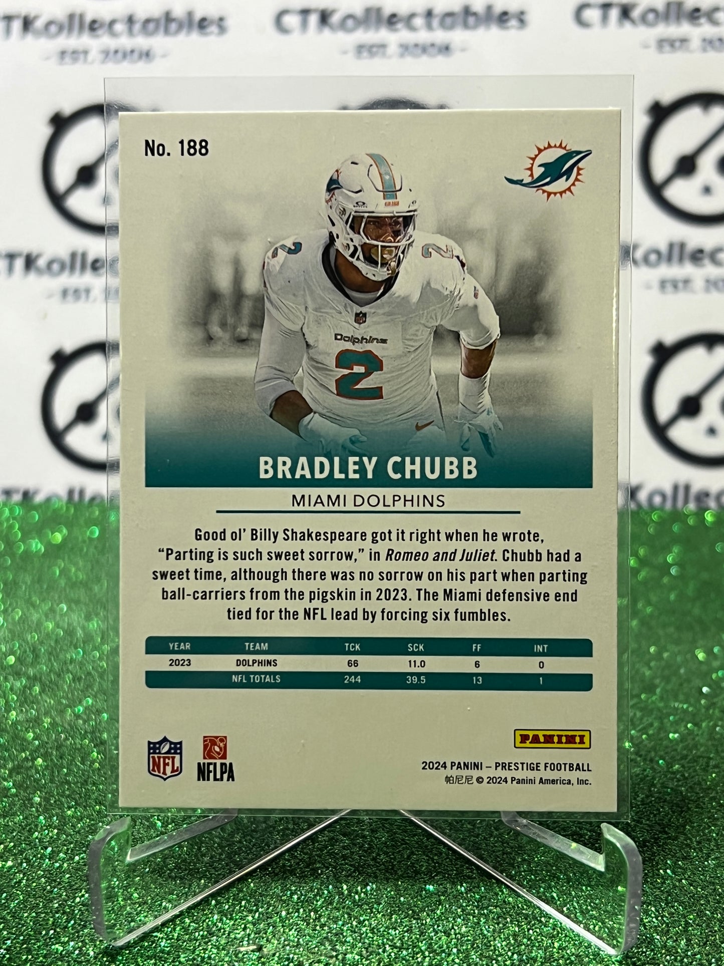 2024 PANINI PRESTIGE BRADLEY CHUBB # 188 GALAXY NFL MIAMI DOLPHINS GRIDIRON CARD