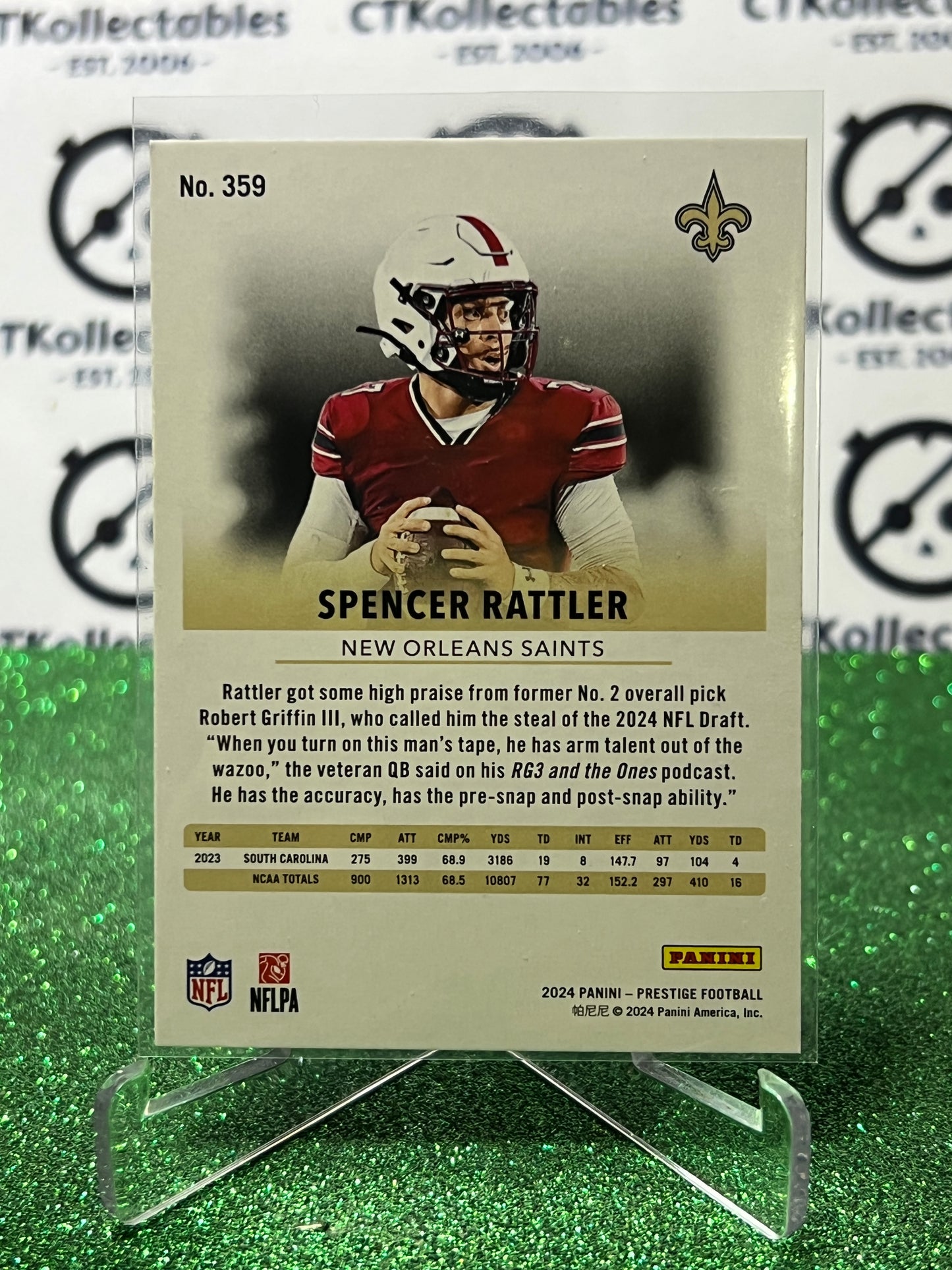 2024 PANINI PRESTIGE SPENCER RATTLER # 359 RC GALAXY NFL NEW ORLEANS SAINTS GRIDIRON CARD