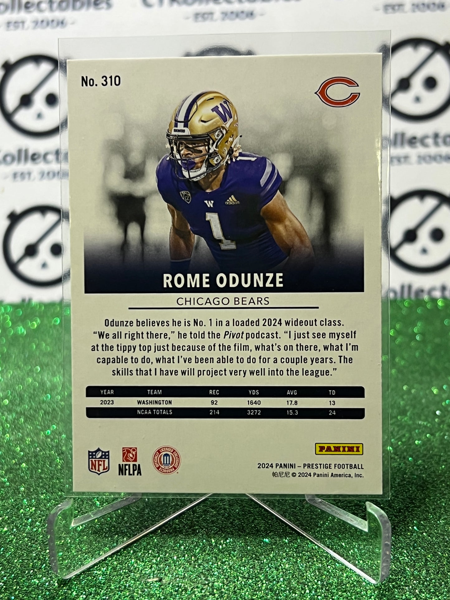 2024 PANINI PRESTIGE ROME ODUNZE # 359 RC GALAXY NFL CHICAGO BEARS GRIDIRON CARD
