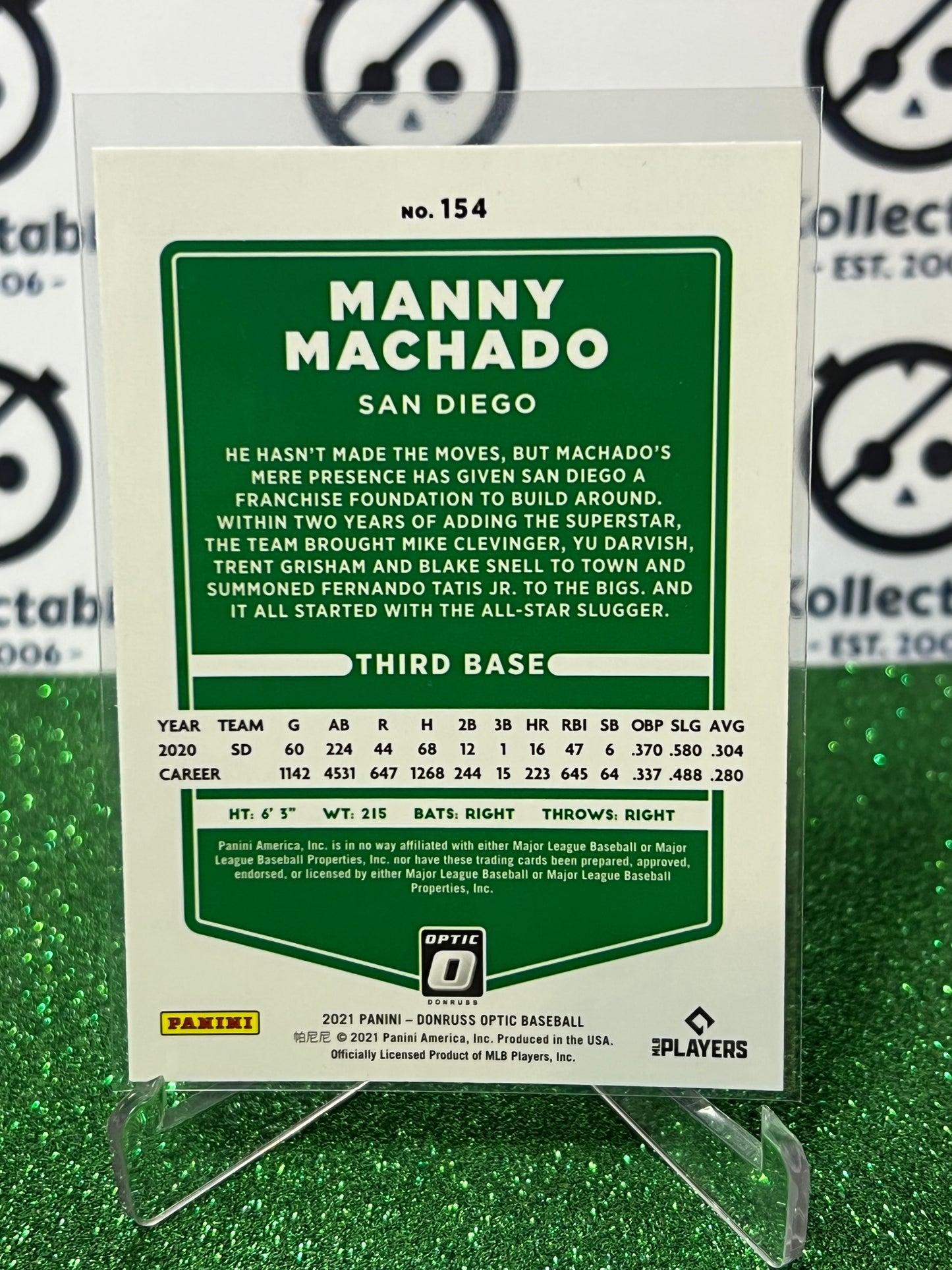 2021 PANINI DONRUSS OPTIC MANNY MACHADO # 154 SAN DIEGO PADRES BASEBALL CARD