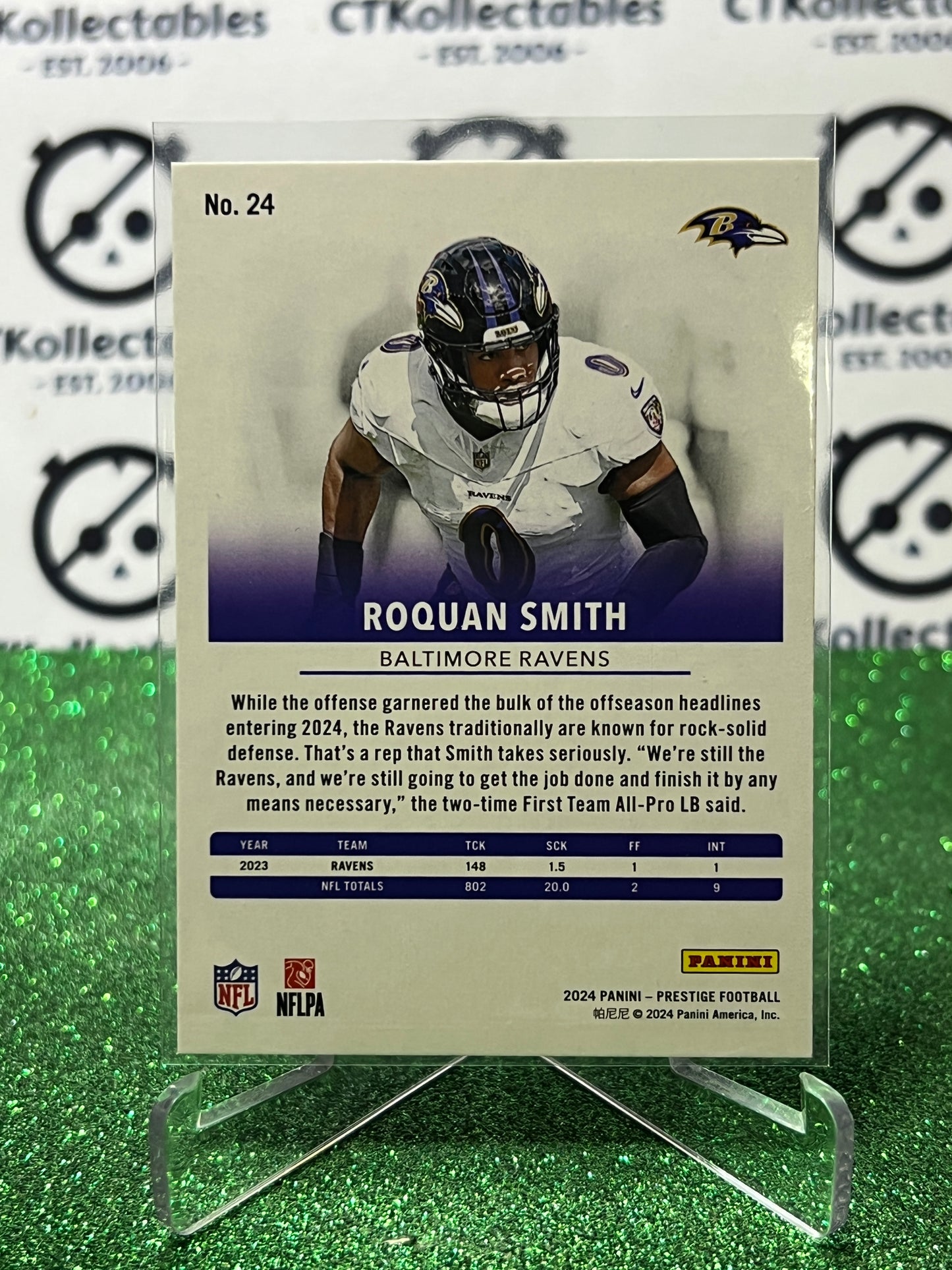 2024 PANINI PRESTIGE ROQUAN SMITH # 24 GALAXY NFL BALTIMORE RAVENS GRIDIRON CARD