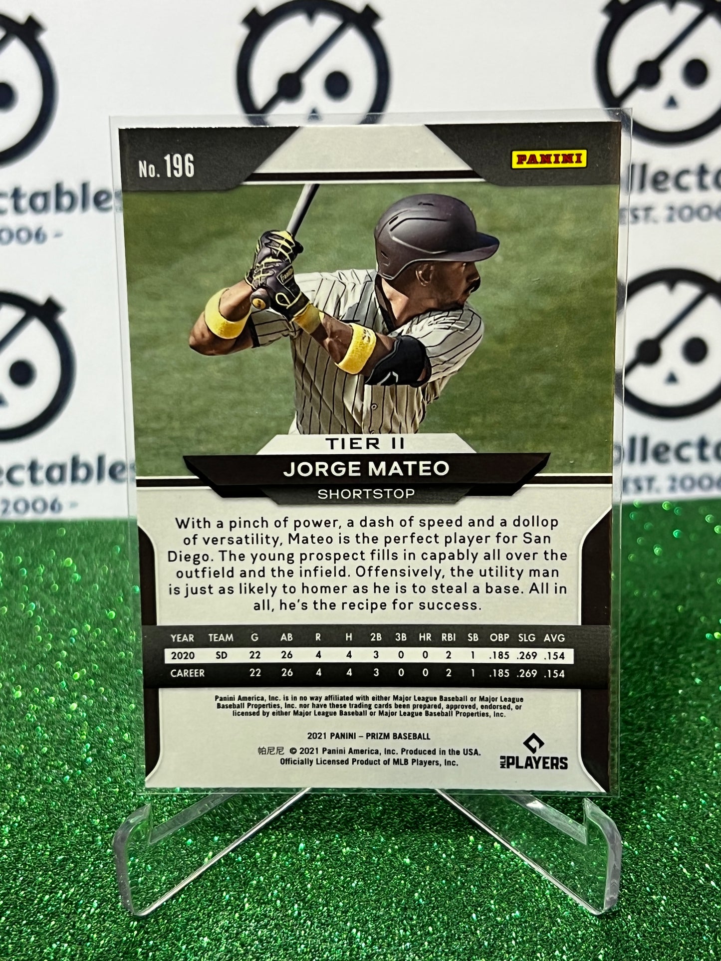 2021 PANINI PRIZM JORGE MATEO # 196 ROOKIE SAN DIEGO PADRES BASEBALL CARD