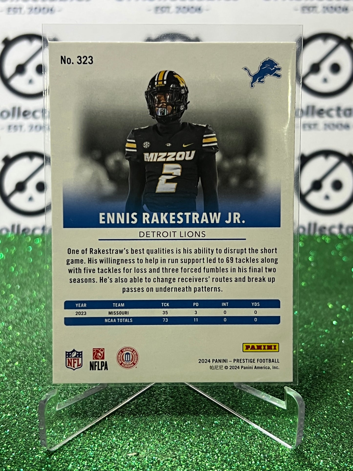 2024 PANINI PRESTIGE ERRIS RAKESTRAW JR. # 323 RC NFL DETROIT LIONS GRIDIRON CARD