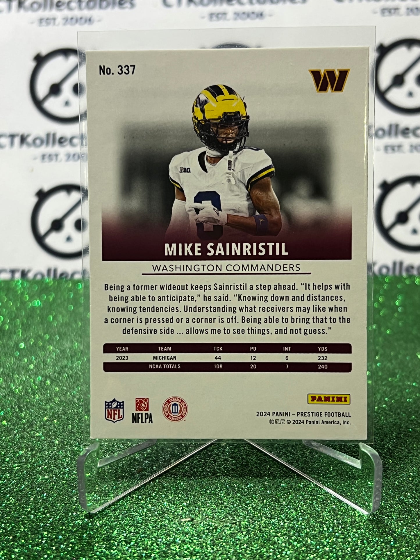 2024 PANINI PRESTIGE MIKE SAINRISTIL # 337 RC NFL WASHINGTON COMMANDERS GRIDIRON CARD