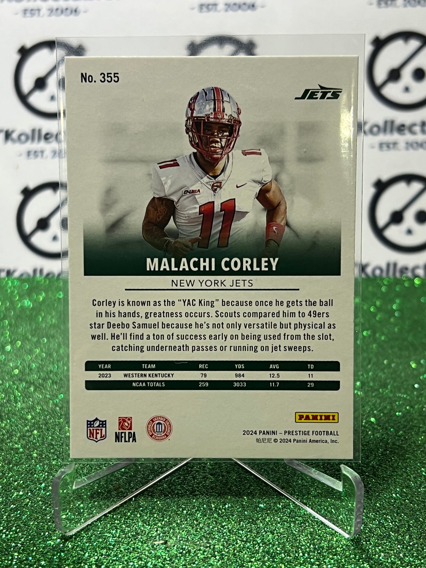 2024 PANINI PRESTIGE MALACHI CORLEY # 355 RC NFL NEW YORK JETS GRIDIRON CARD