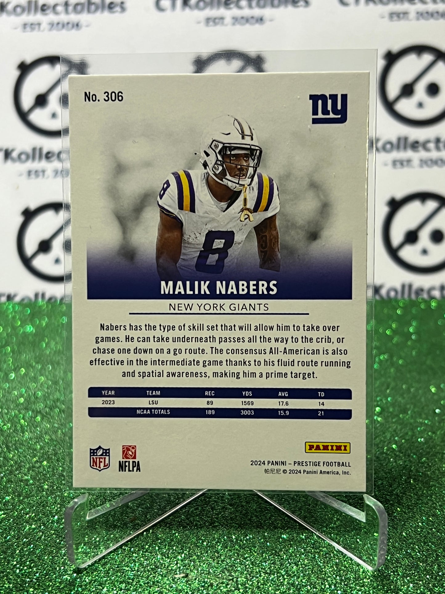 2024 PANINI PRESTIGE MALIK NABERS # 306 RC NFL NEW YORK GIANTS GRIDIRON CARD
