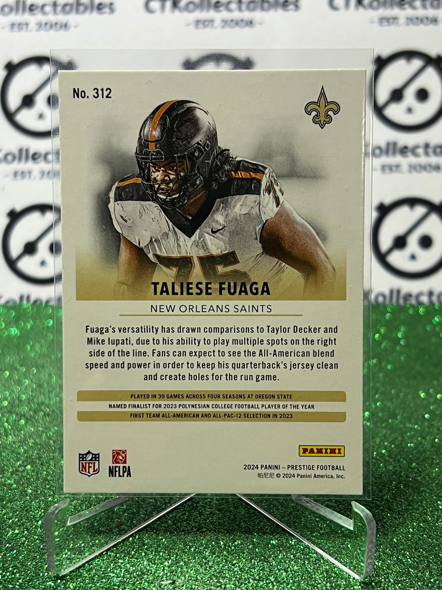 2024 PANINI PRESTIGE TALIESE FUAGA # 312 RC NFL NEW ORLEANS SAINTS GRIDIRON CARD