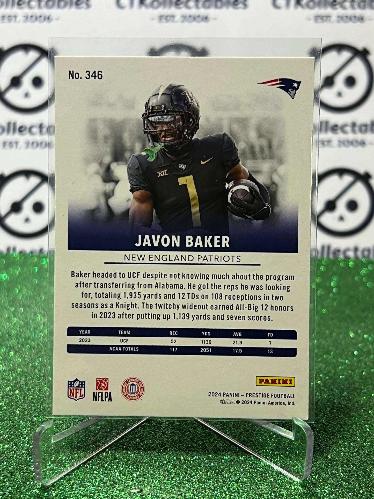 2024 PANINI PRESTIGE JAVON BAKER # 346 RC NFL PATRIOTS GRIDIRON CARD