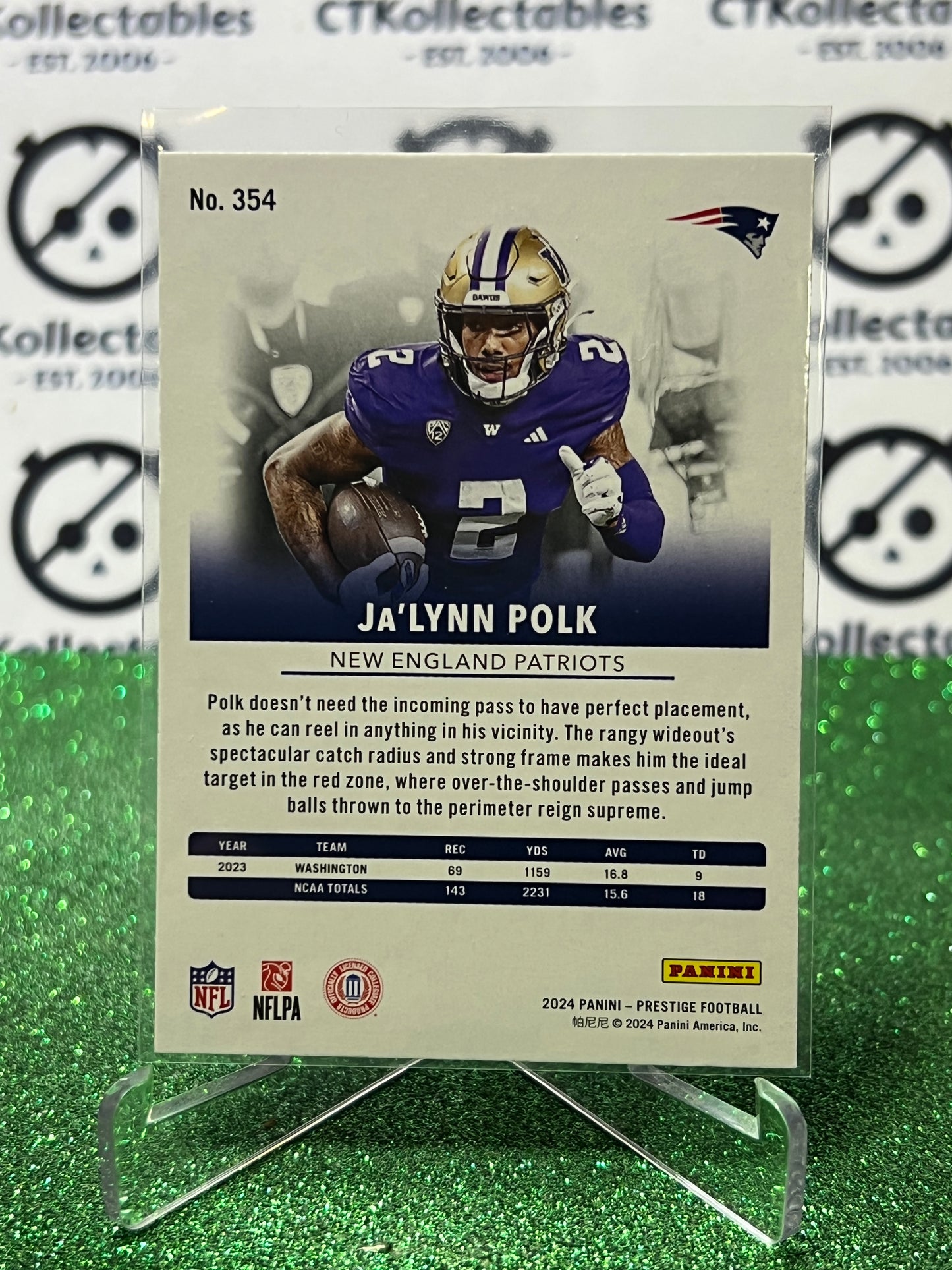 2024 PANINI PRESTIGE JA'LYNN POLK # 354 RC NFL PATRIOTS GRIDIRON CARD