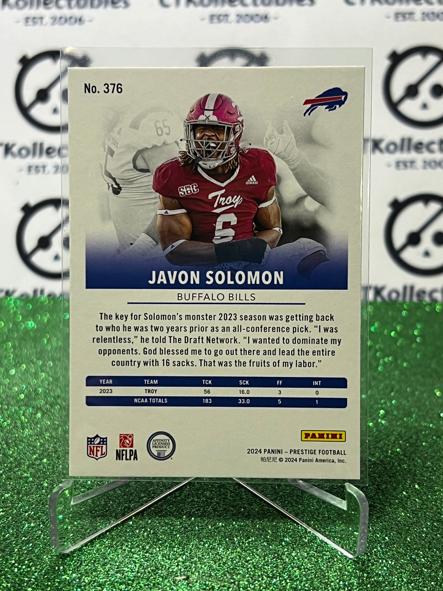 2024 PANINI PRESTIGE JAVON SOLOMON # 376 RC NFL BUFFALO BILLS GRIDIRON CARD