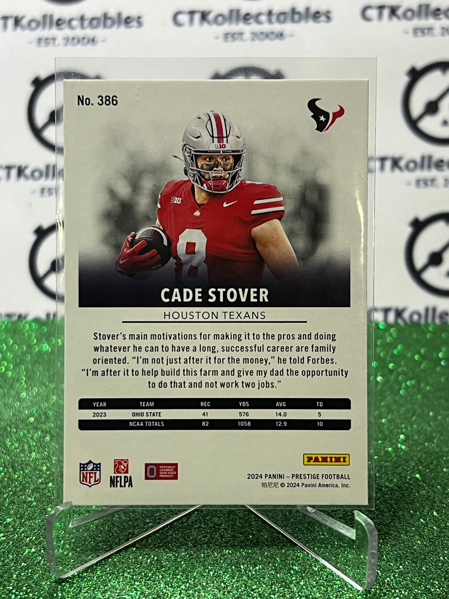 2024 PANINI PRESTIGE CADE STOVER # 386 RC NFL HOUSTON TEXANS GRIDIRON CARD